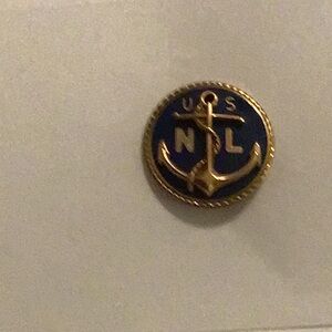 Navy Blue and Gold Anchor Lapel Pin 10k GF Stamped